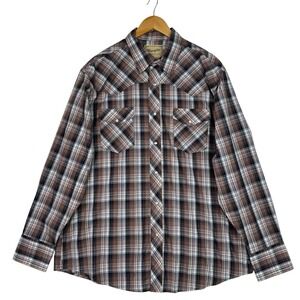 Wrangler Cowboy Western Shirt Mens XL Pearl Snap Plaid Rodeo Rancher NWOT‎